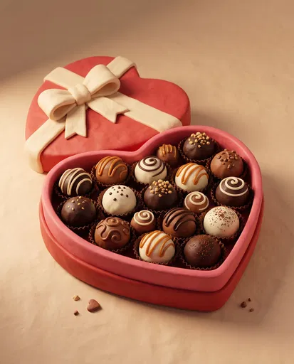 Clay Style Heart Box of Chocolate Truffles