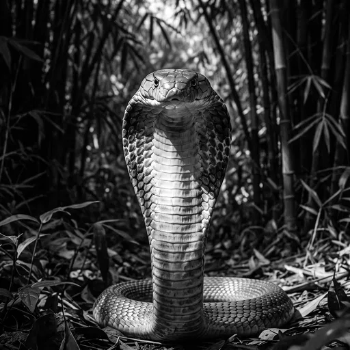 Monochrome King Cobra in Bamboo Forest