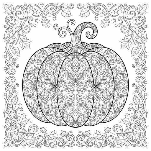 Ornate Zentangle Pumpkin Coloring Page
