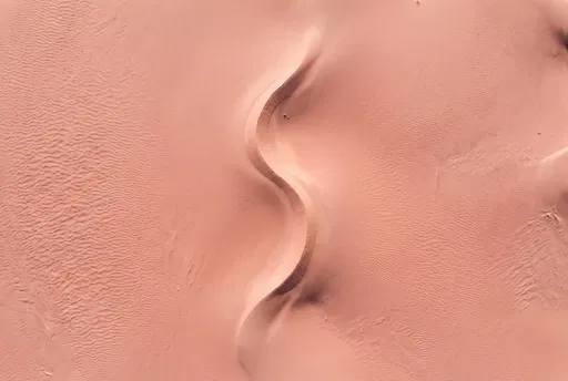 Aerial View of Pink Desert Sand Dune