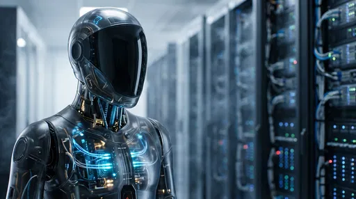 Futuristic Android in Server Room