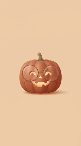 Cute Smiling Pumpkin Wearing Round Glasses