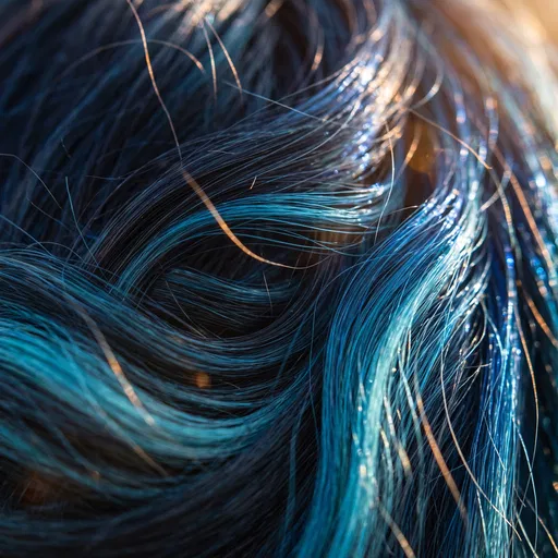 Macro Close-Up of Blue Dyed Hair