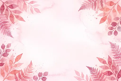 Pink Watercolor Botanical Leaves Frame Background