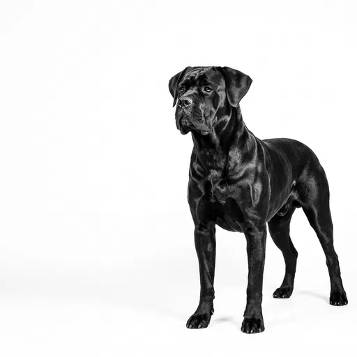 Black Cane Corso Standing On White
