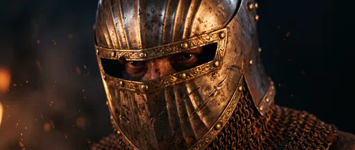 Close-Up of Battle-Worn Medieval Knight