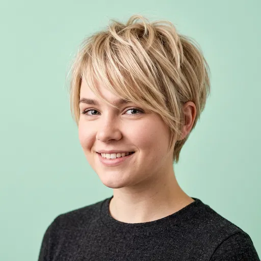 Blonde Woman with Textured Pixie Cut