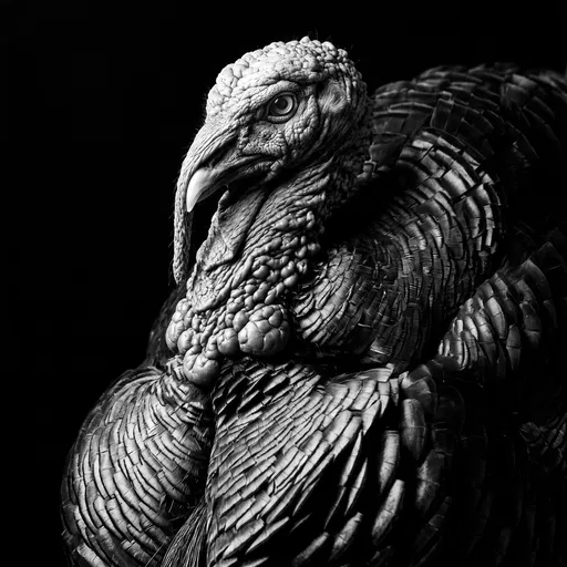Dramatic Black and White Turkey Portrait