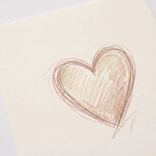 Hand-Drawn Colored Pencil Heart on Paper