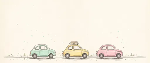 Hand-Drawn Pastel Retro Cars Banner