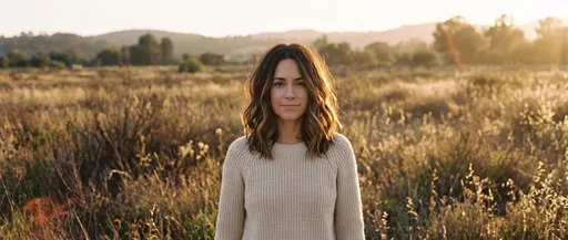 Woman with Wavy Bob in Meadow