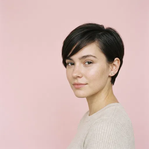 Minimalist Portrait of Woman With Pixie Cut