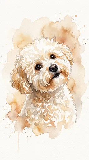 Watercolor Portrait of Curious Bichon Frise Dog
