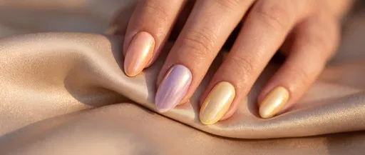 Pastel Chrome Almond Nails on Silk