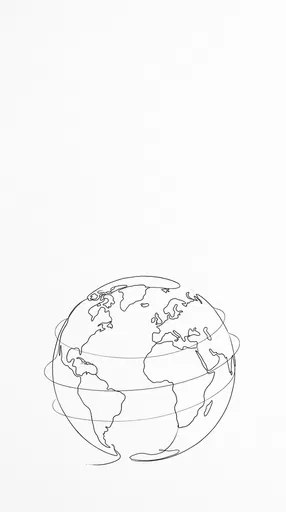 Minimalist Line Art Drawing of Planet Earth
