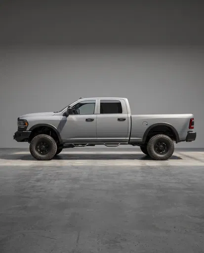 Grey Heavy-Duty Pickup Truck Studio Profile