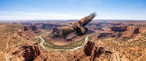 Golden Eagle Soaring Over Desert Canyon