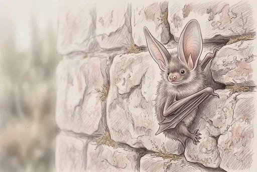 Colored Pencil Illustration of Long-Eared Bat