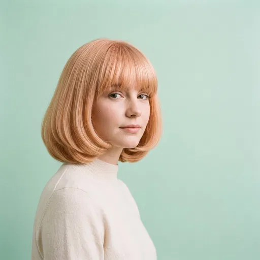 Woman With Peach Blonde Bob Haircut