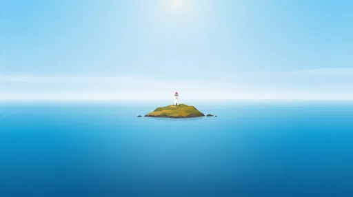 Minimalist Lighthouse on Small Ocean Islet