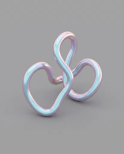 Iridescent 3D Tubular Loop on Gray