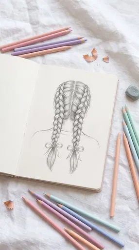Pencil Sketch of Twin Braids in Sketchbook