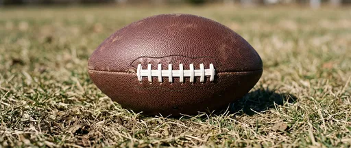 American Football on Worn Autumn Grass