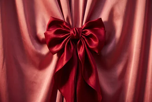 Ruby Red Satin Bow on Pink Silk