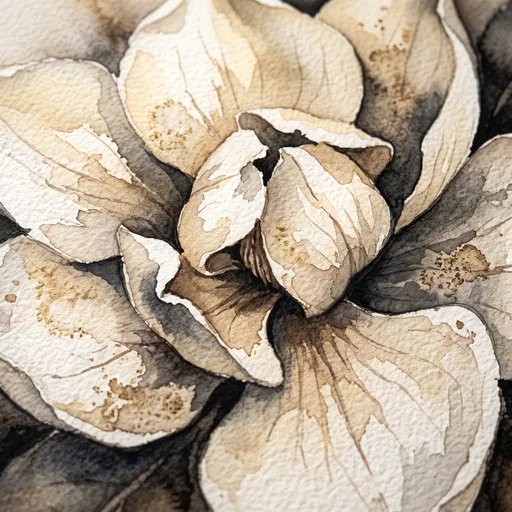 Sepia Watercolor Magnolia Blossom Close-Up
