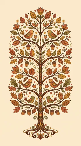 Autumn Folk Art Tree of Life