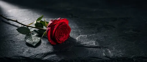 Single Red Rose on Dark Slate