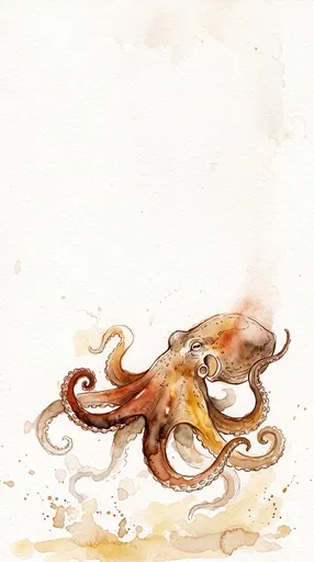 Watercolor and Ink Octopus Illustration