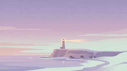 Minimalist Pastel Lighthouse on Twilight Cliff
