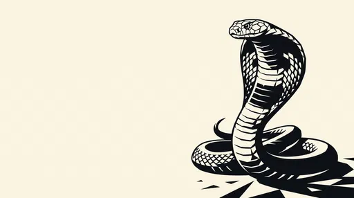 Minimalist Black and Ivory Rearing Cobra Illustration