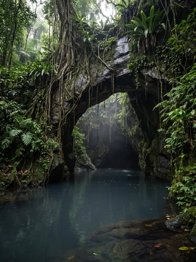 Overgrown Stone Arch at Jungle Cavern