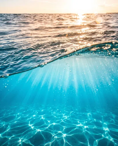 Split View Ocean Sunset and Underwater