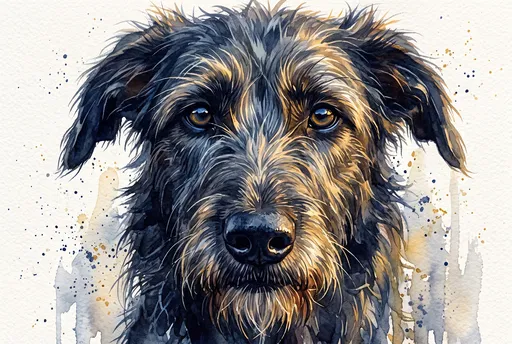 Watercolor Portrait of a Scottish Deerhound