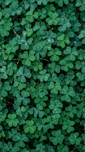Lush Patch of Wet Green Clovers