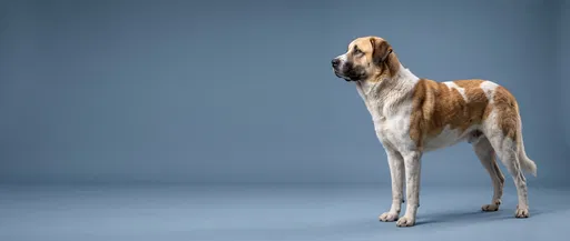 Anatolian Shepherd Studio Portrait on Blue