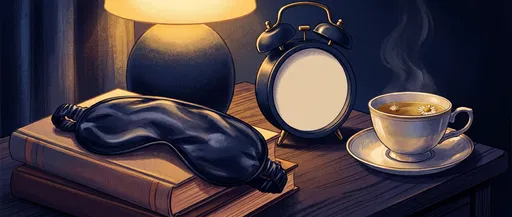 Cozy Bedtime Essentials on Nightstand Illustration
