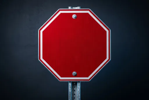 Blank Red Octagonal Traffic Sign