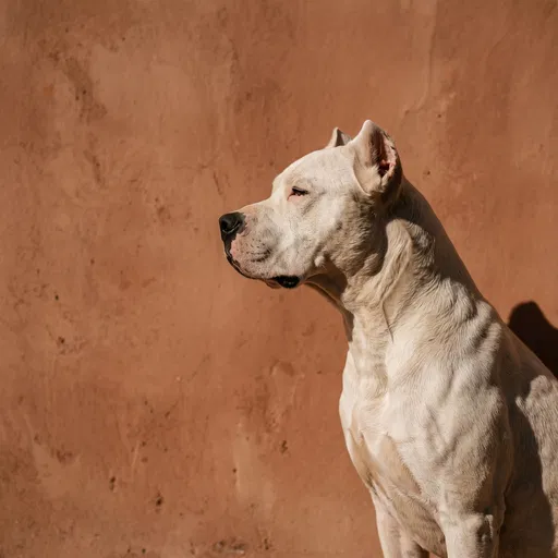 Dogo Argentino Profile Against Terracotta Wall