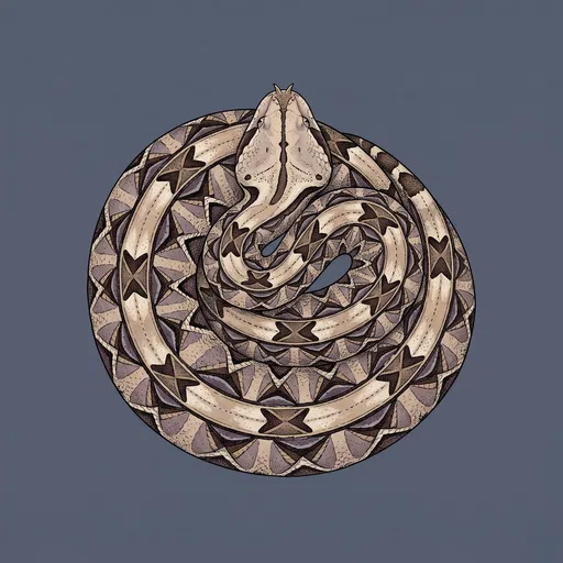 Coiled Gaboon Viper Biological Illustration