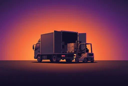 Forklift Loading Box Truck Illustration