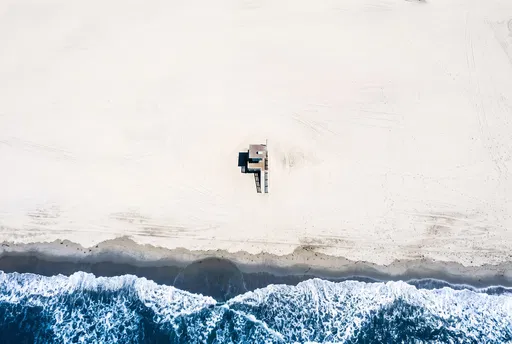 Aerial View of Lifeguard Tower on Beach