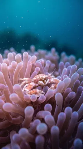 Spotted Porcelain Crab in Sea Anemone