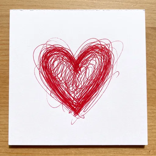Red Scribbled Heart on White Paper