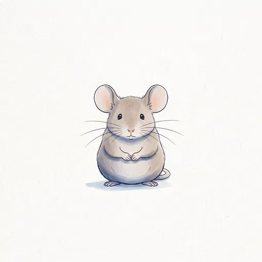 Cute Minimalist Mouse Line Drawing Illustration