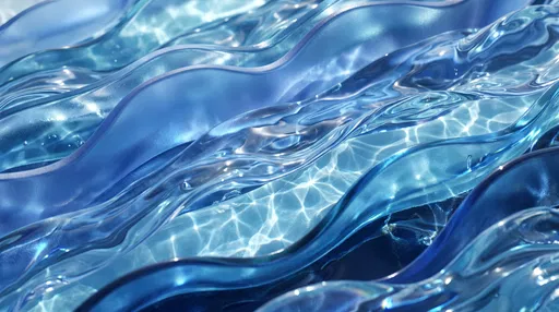Abstract Blue Glass and Water Waves