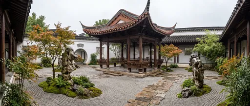 Traditional Chinese Courtyard Garden Pavilion